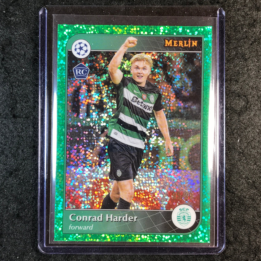 2024-25 Merlin UEFA Club Comp CONRAD HARDER Rookie Base Green Speckle 95/99 #158