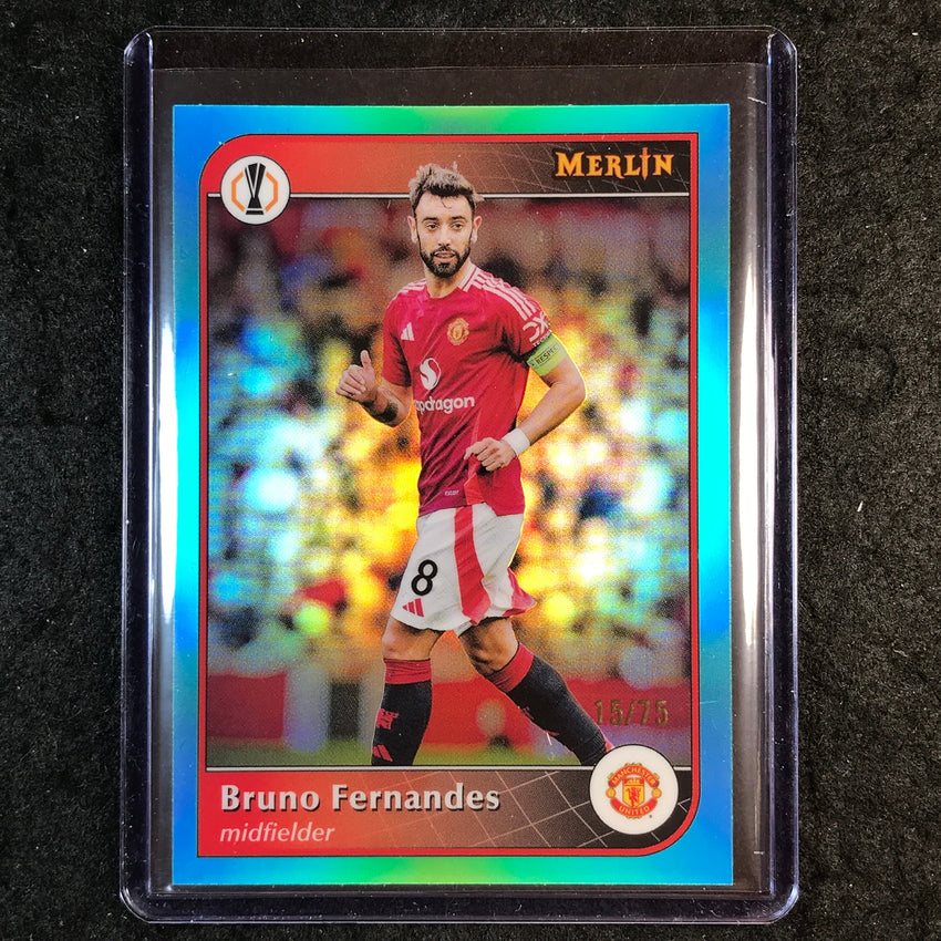 2024-25 Merlin UEFA Club Comp BRUNO FERNANDES Base Aqua 15/75 #32