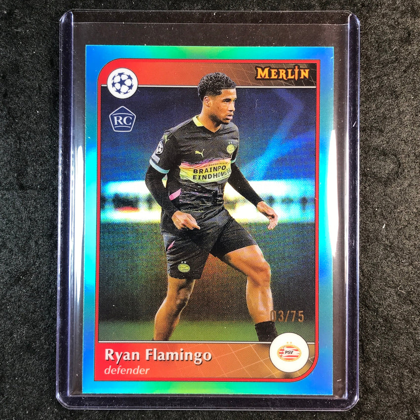 2024-25 Merlin UEFA Club Comp RYAN FLAMINGO Rookie Base Aqua 3/75 #60