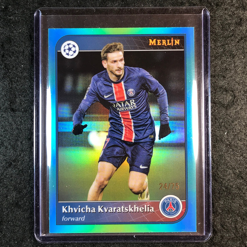 2024-25 Merlin UEFA Club Comp KHVICHA KVARATSKEHELIA Base Aqua 24/75 #177