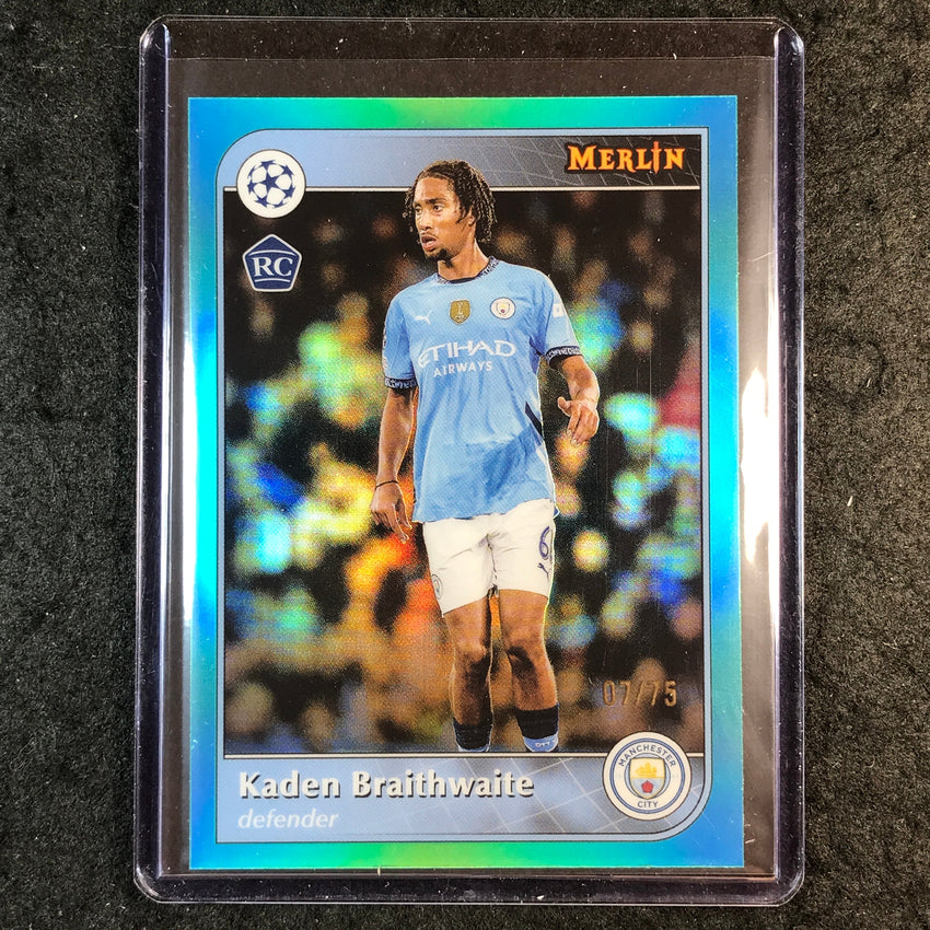 2024-25 Merlin UEFA Club Comp KADEN BRAITHWAITE Rookie Base Aqua 7/75 #190