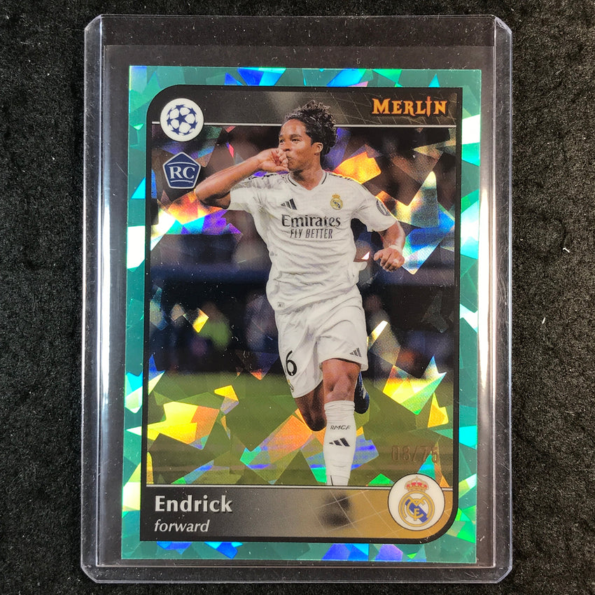 2024-25 Merlin UEFA Club Comp ENDRICK Rookie Base Aqua Atomic 8/75 #16