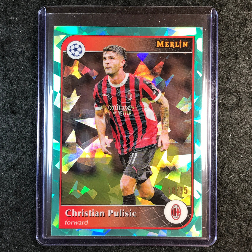 2024-25 Merlin UEFA Club Comp CHRISTIAN PULISIC Base Aqua Atomic 18/75 #76