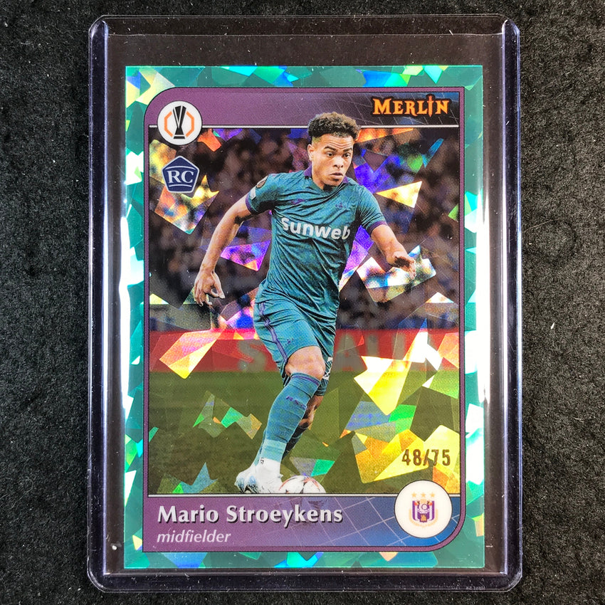 2024-25 Merlin UEFA Club Comp MARIO STROEYKENS Rookie Aqua Atomic 48/75 #121