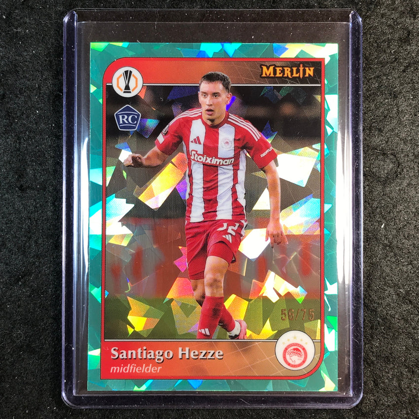 2024-25 Merlin UEFA Club Comp SANTAIAGO HEZZE Rookie Base Aqua Atomic 56/75 #144