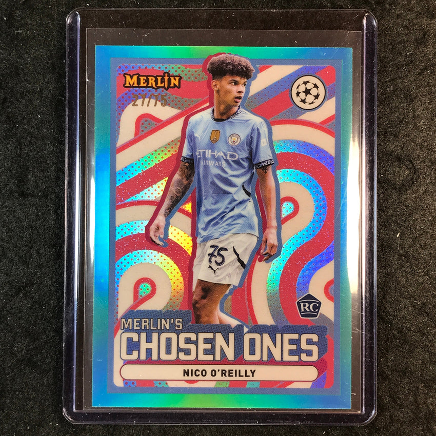 2024-25 Merlin UEFA Club Comp NICO O'REILLY Chosen Ones Rookie Aqua 27/75 #14