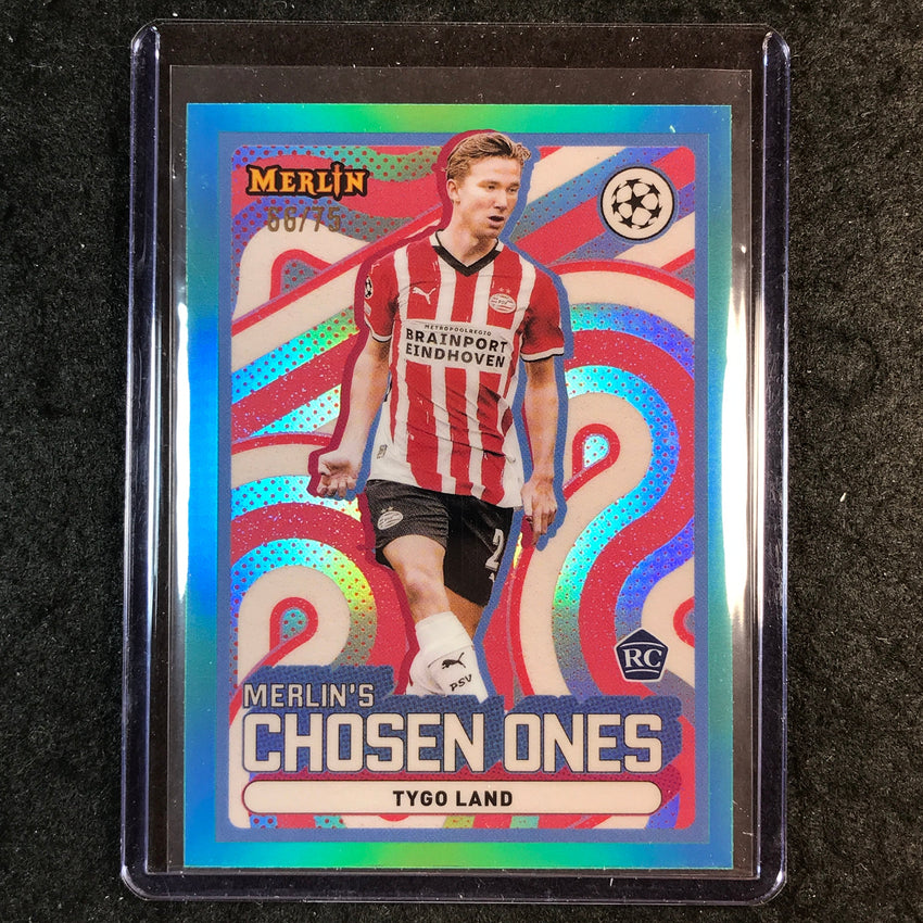 2024-25 Merlin UEFA Club Comp TYGO LAND Merlin's Chosen Ones Rookie Aqua 66/75