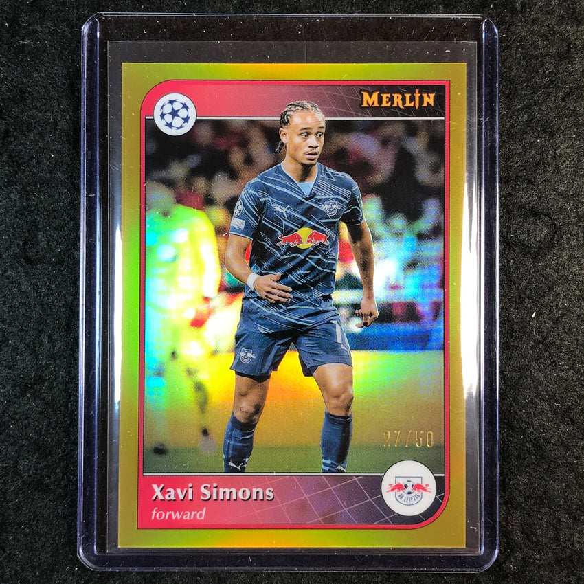 2024-25 Merlin UEFA Club Comp XAVI SIMONS Base Gold 27/50 #75