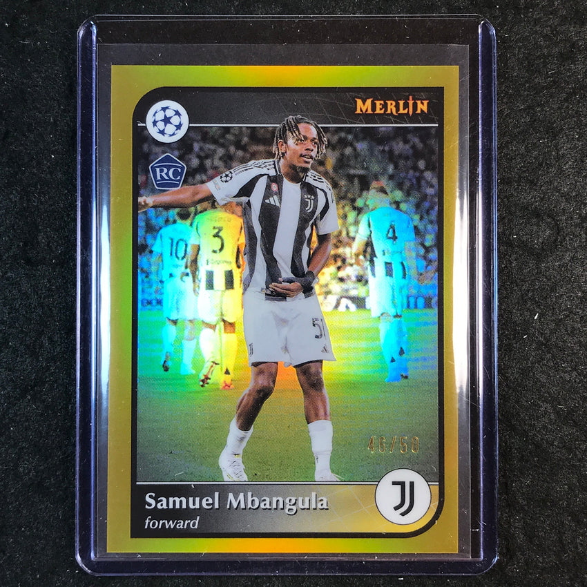 2024-25 Merlin UEFA Club Comp SAMUEL MBANGULA Rookie Variation Gold 46/50 #51