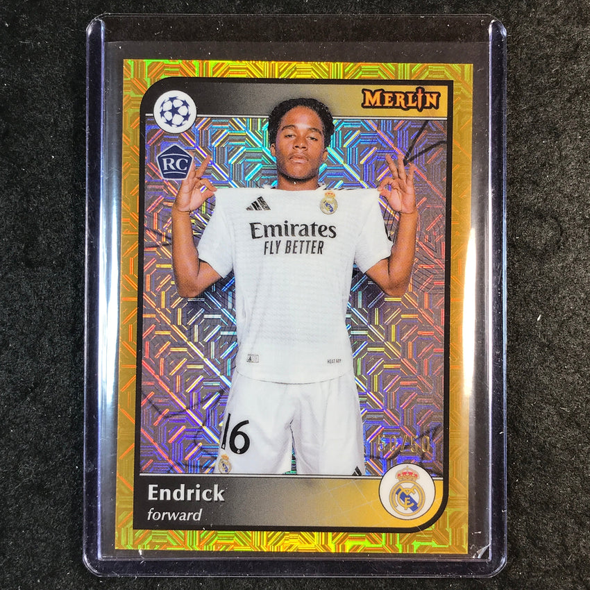 2024-25 Merlin UEFA Club Comp ENDRICK Rookie Base Variation Gold Mojo 50/50 #16