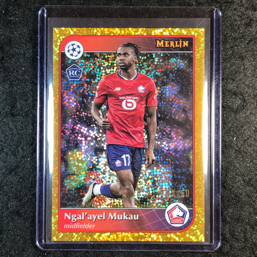 2024-25 Merlin UEFA Club Comp NGAL'AYEL MUKAU Rookie Base Gold Speckle 38/50