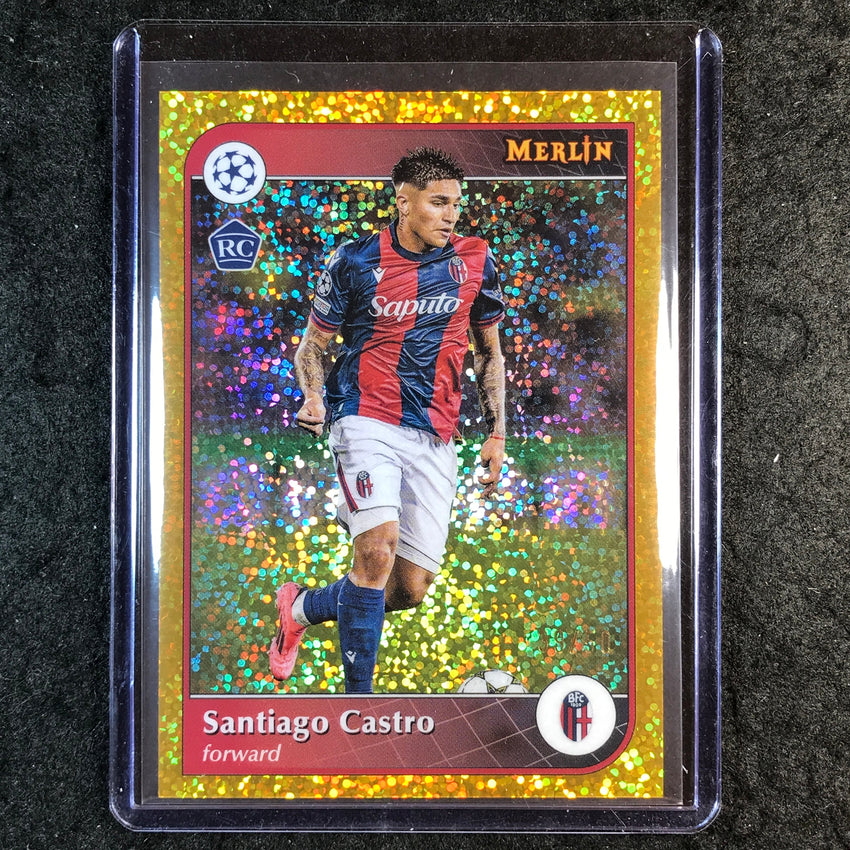 2024-25 Merlin UEFA Club Comp SANTIAGO CASTRO Rookie Base Gold Speckle 39/50