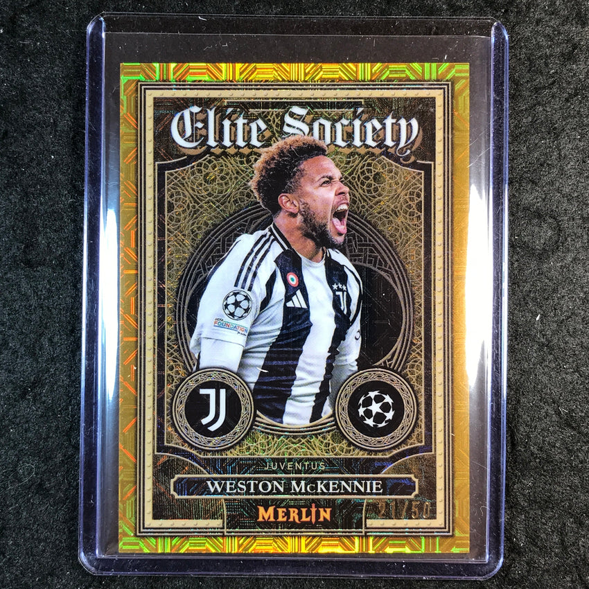 2024-25 Merlin UEFA Club Comp WESTON MCKENNIE Elite Society Gold Mojo 21/50 #11