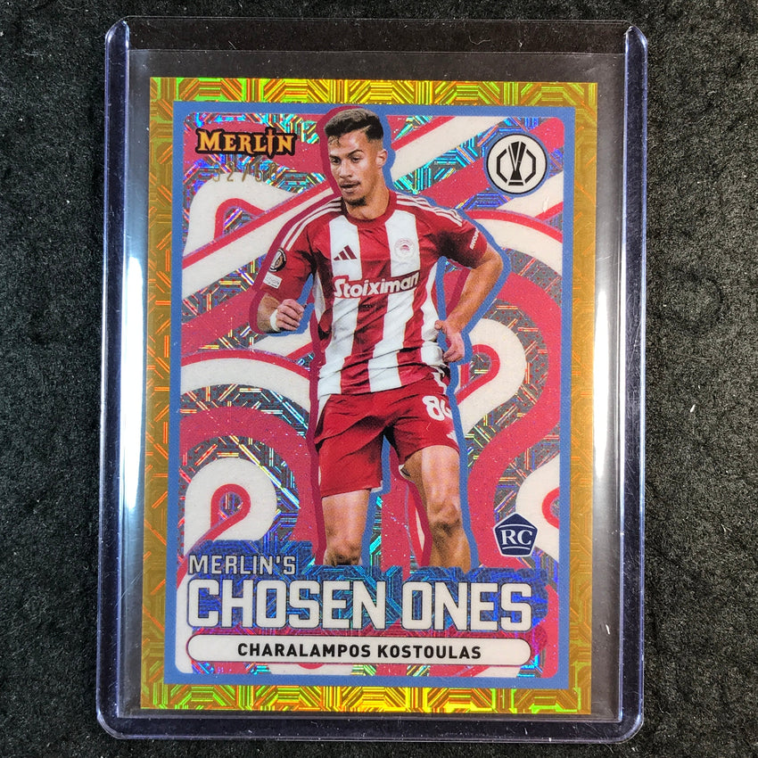 2024-25 Merlin UEFA Club Comp KOSTOULAS Chosen Ones Rookie Gold Mojo 32/50 #9