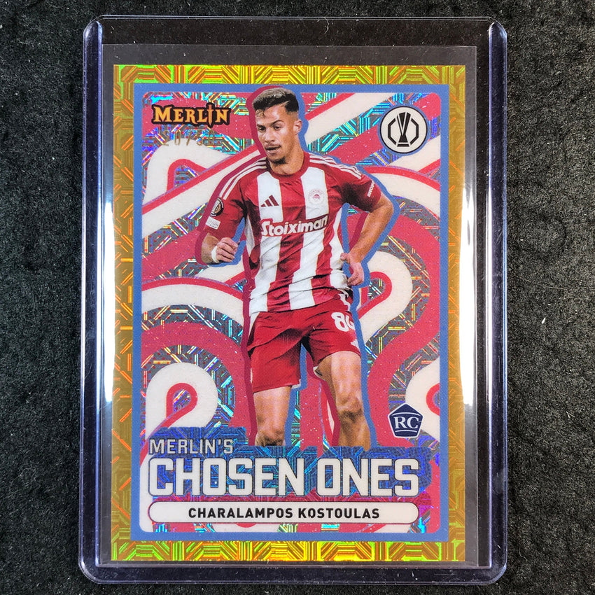 2024-25 Merlin UEFA Club Comp KOSTOULAS Chosen Ones Rookie Gold Mojo 20/50 #9