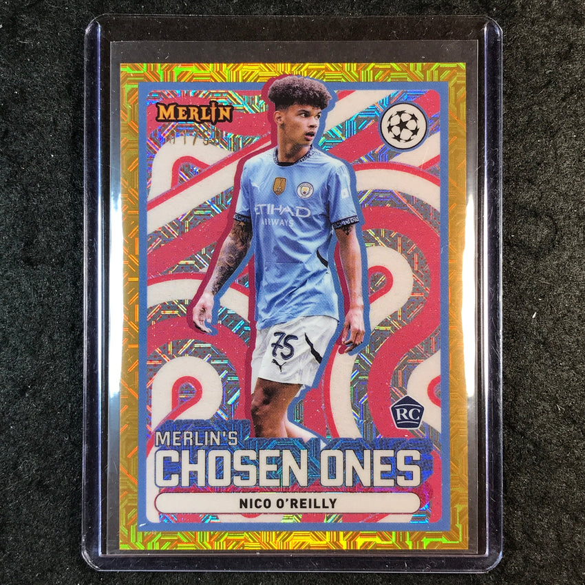 2024-25 Merlin UEFA Club Comp NICO O'REILLY Chosen Ones Rookie Gold Mojo 1/50