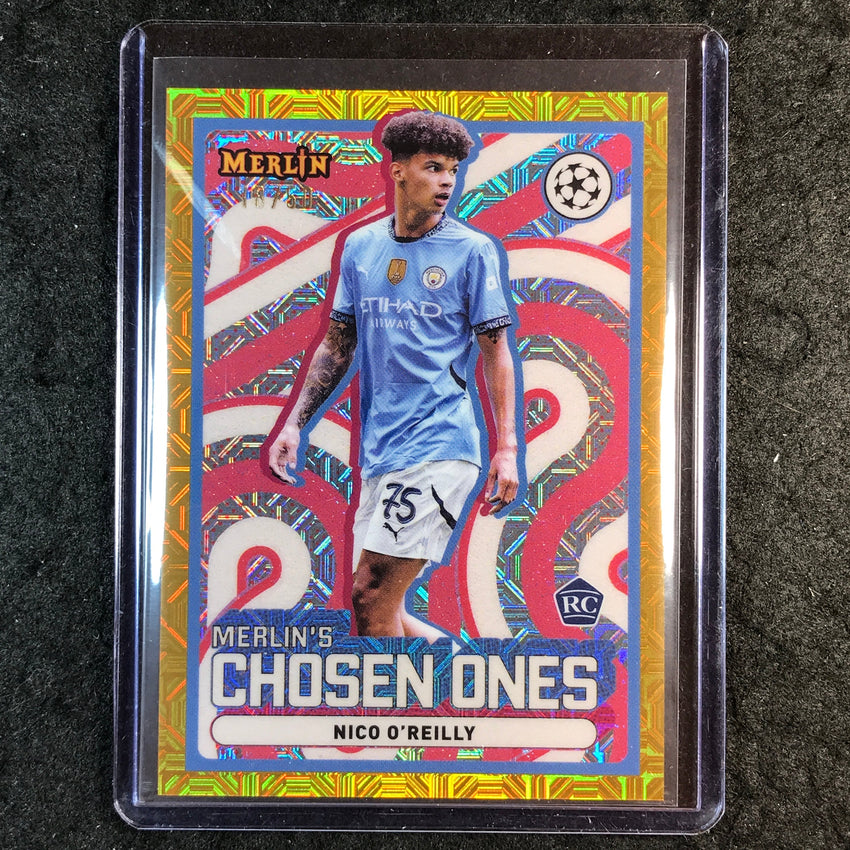 2024-25 Merlin UEFA Club Comp NICO O'REILLY Chosen Ones Rookie Gold Mojo 18/50