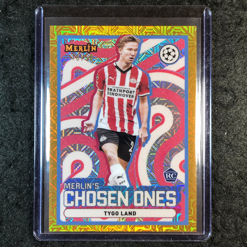 2024-25 Merlin UEFA Club Comp TYGO LAND Chosen Ones Rookie Gold Mojo 16/50 #19