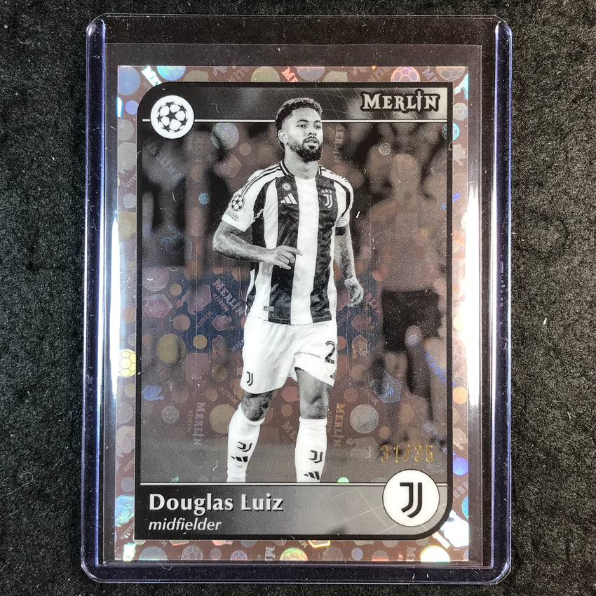 2024-25 Merlin UEFA Club Comp DOUGLAS LUIZ Black and White Vintage 31/35 #26