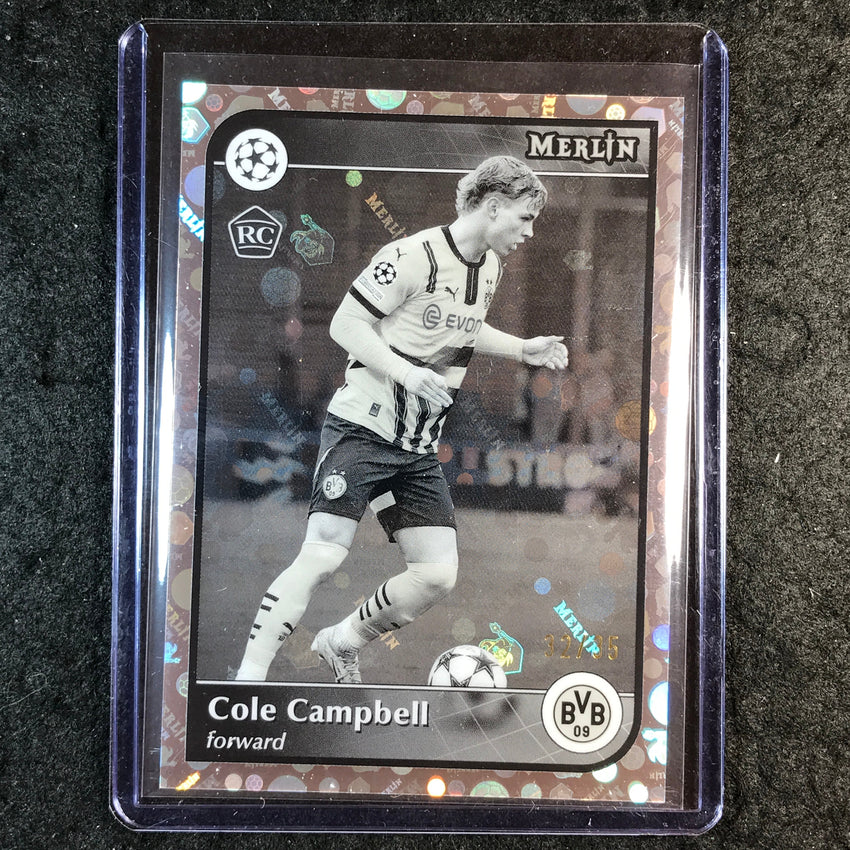 2024-25 Merlin UEFA Club Comp COLE CAMPBELL Rookie Black White Vintage 32/35