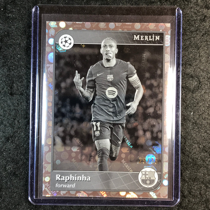 2024-25 Merlin UEFA Club Comp RAPHINHA Black and White Vintage 29/35 #192