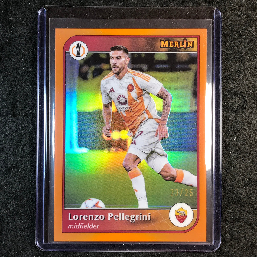 2024-25 Merlin UEFA Club Comp LORENZO PELLEGRINI Base Orange 23/25 #52
