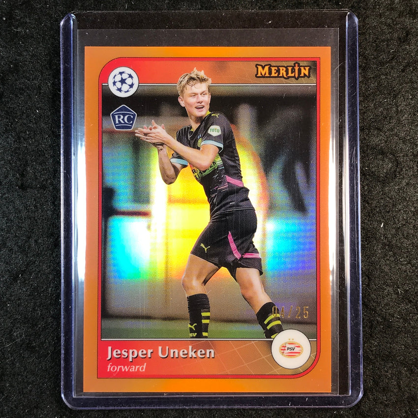 2024-25 Merlin UEFA Club Comp JESPER UNEKEN Rookie Base Orange 4/25 #62