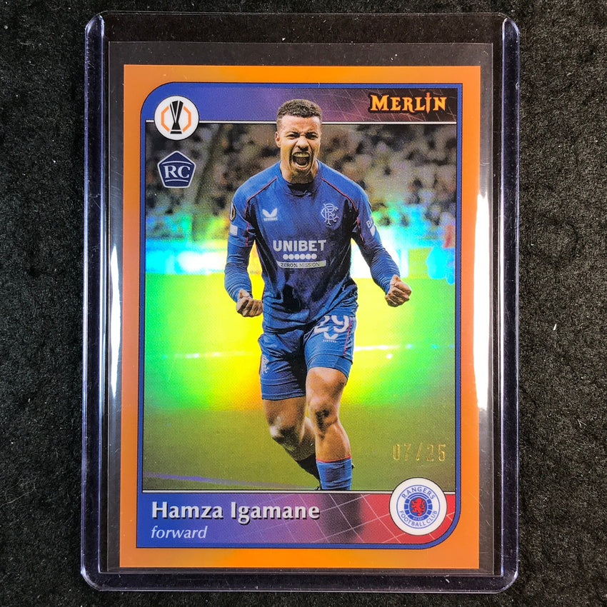 2024-25 Merlin UEFA Club Comp HAMZA IGAMANE Rookie Base Orange 7/25 #120