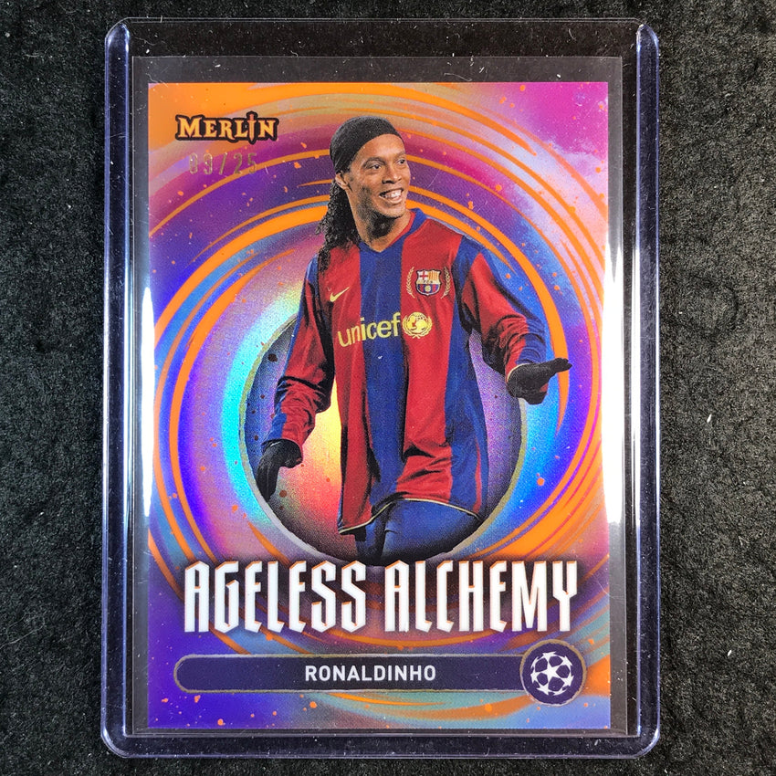 2024-25 Merlin UEFA Club Comp RONALDINHO Ageless Alchemy Orange 9/25 #21