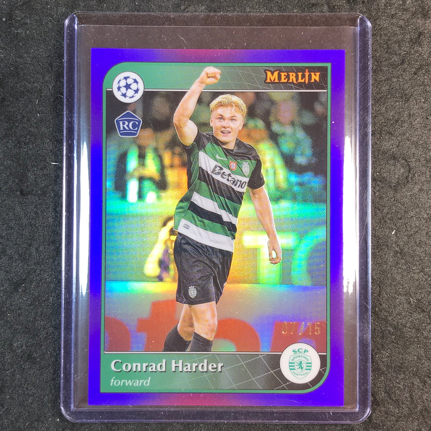 2024-25 Merlin UEFA Club Comp CONRAD HARDER Rookie Base Purple 7/15 #158