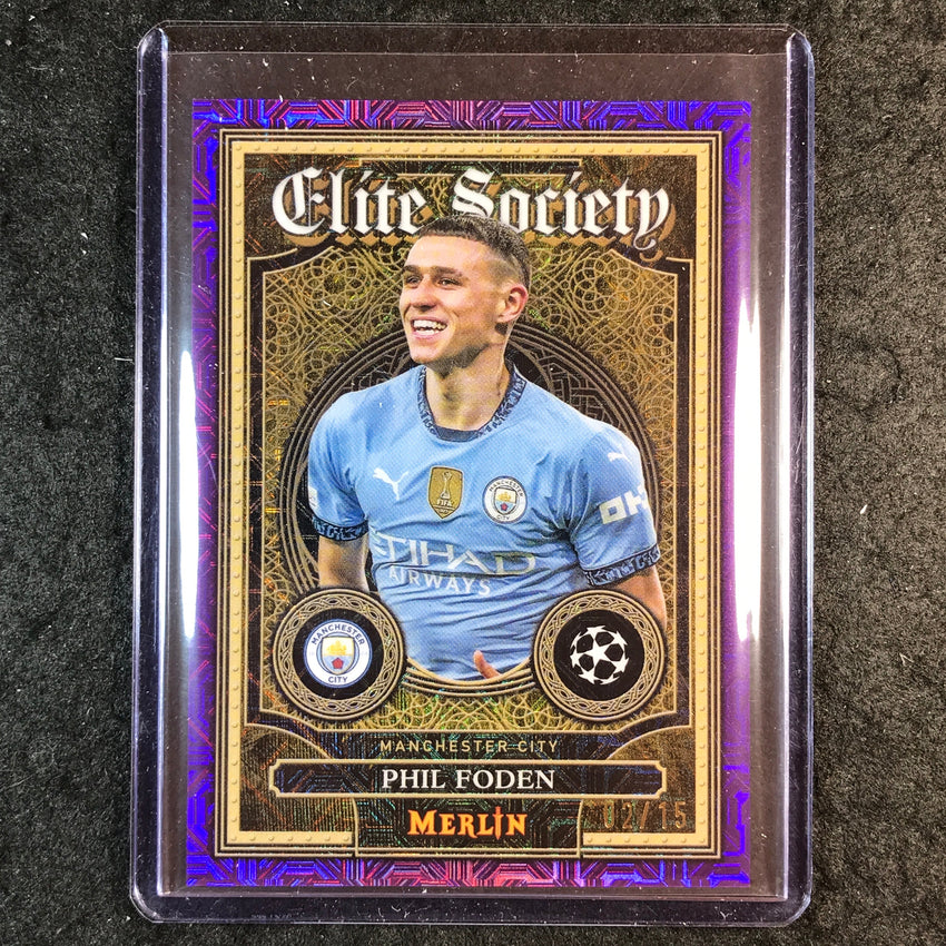 2024-25 Merlin UEFA Club Comp PHIL FODEN Elite Society Purple Mojo 2/15 #13