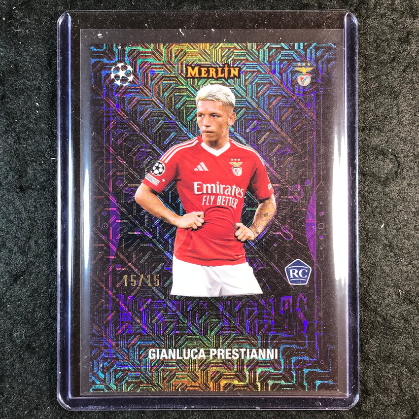2024-25 Merlin UEFA Club Comp PRESTIANNI Mystic Nights Rookie Purple Mojo 15/15
