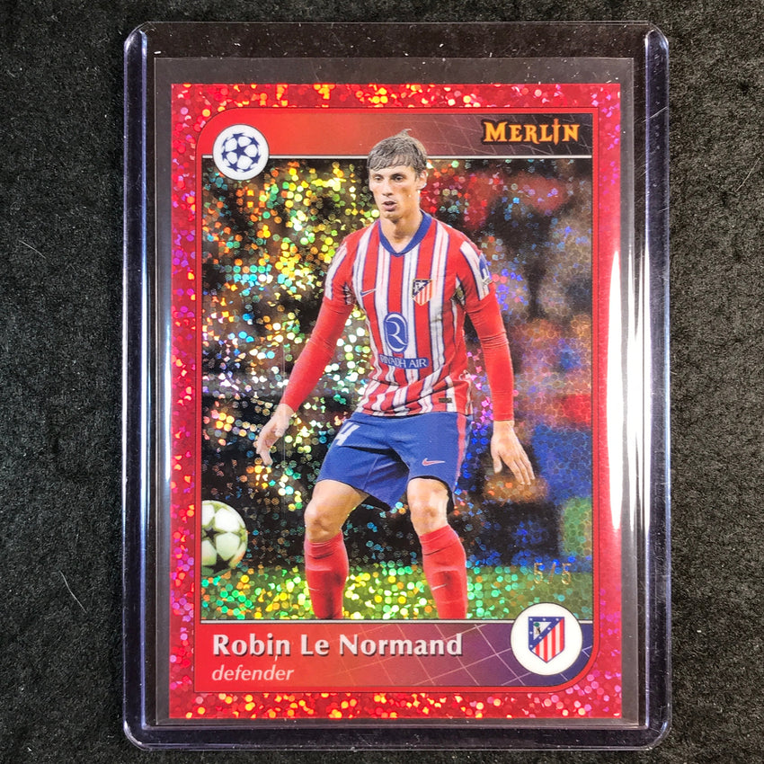 2024-25 Merlin UEFA Club Comp ROBIN LE NORMAND Base Red Speckle 5/5 #130