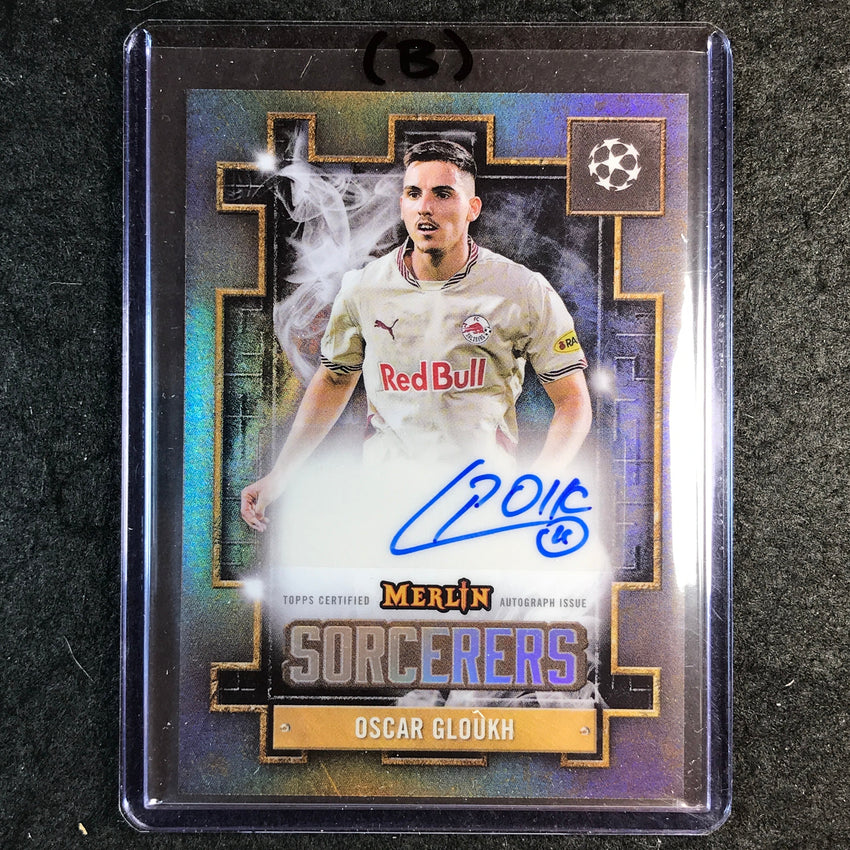 2024-25 Merlin UEFA Club Comp OSCAR GLOUKH Sorcerers Auto Refractor #OG (B)