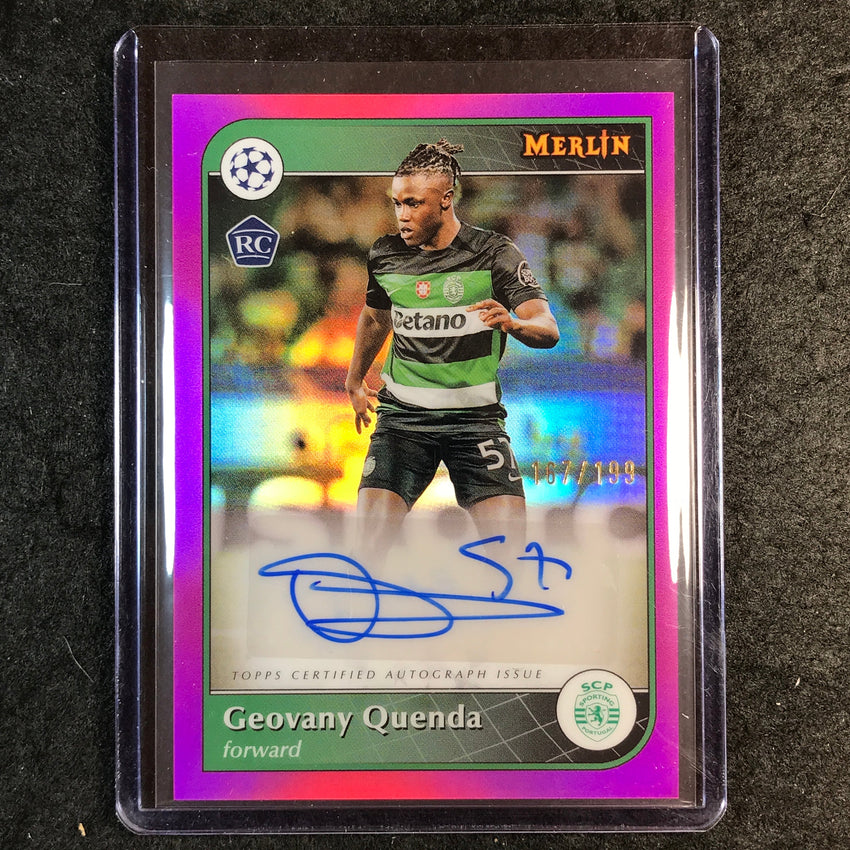 2024-25 Merlin UEFA Club Comp GEOVANY QUENDA Base Rookie Auto Pink 167/199
