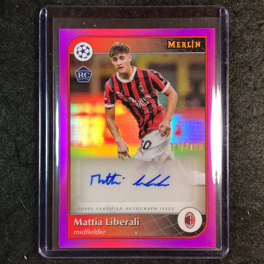 2024-25 Merlin UEFA Club Comp MATTIA LIBERALI Base Rookie Auto Pink 81/199