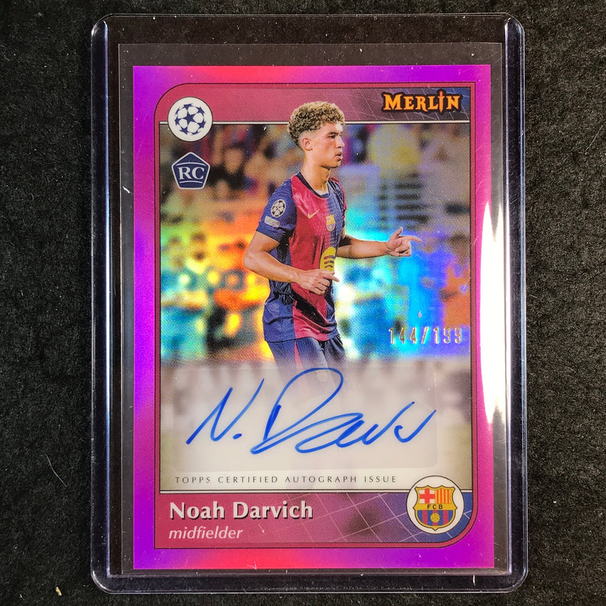 2024-25 Merlin UEFA Club Comp NOAH DARVICH Base Rookie Auto Pink 144/199