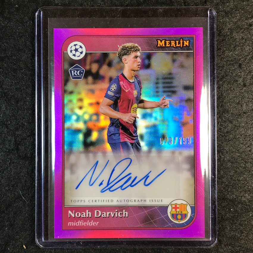 2024-25 Merlin UEFA Club Comp NOAH DARVICH Base Rookie Auto Pink 73/199