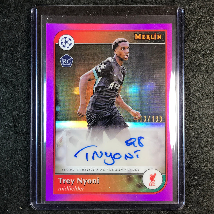 2024-25 Merlin UEFA Club Comp TREY NYONI Base Rookie Auto Pink 153/199
