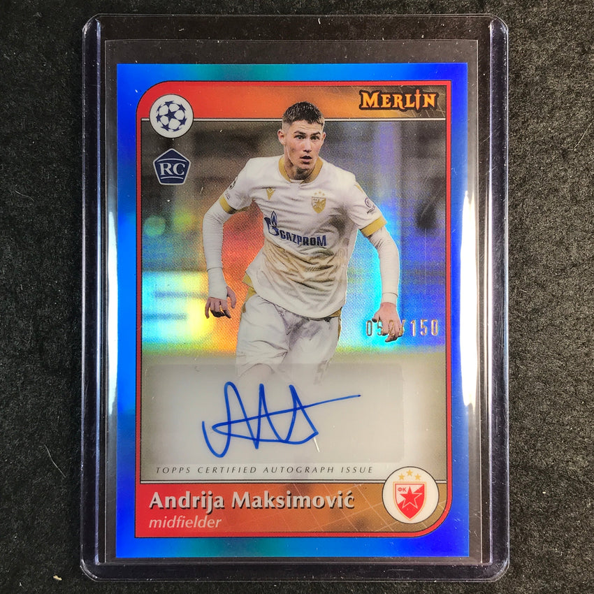 2024-25 Merlin UEFA Club Comp ANDRIJA MAKSIMOVIC Base Rookie Auto Blue 52/150