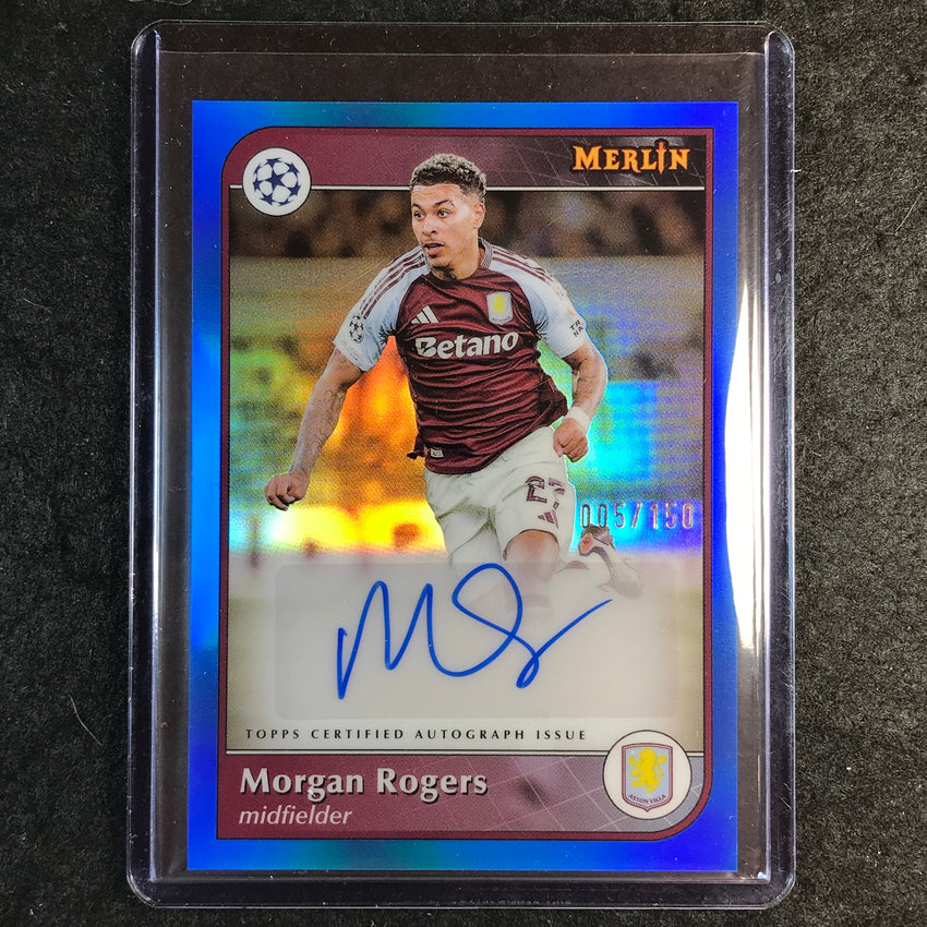 2024-25 Merlin UEFA Club Comp MORGAN ROGERS Base Auto Blue 5/150