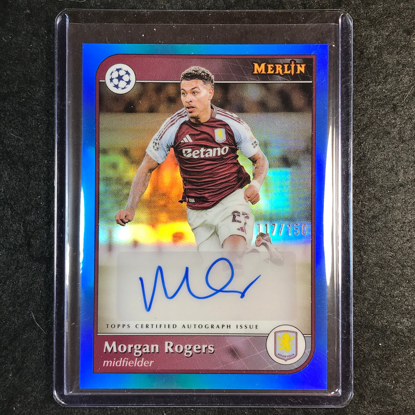 2024-25 Merlin UEFA Club Comp MORGAN ROGERS Base Auto Blue 117/150