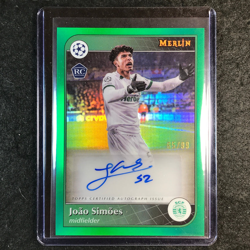 2024-25 Merlin UEFA Club Comp JOAO SIMOES Base Rookie Auto Green 65/99