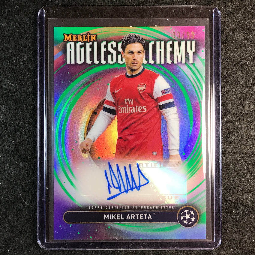 2024-25 Merlin UEFA Club Comp MIKEL ARTETA Ageless Alchemy Auto Green 3/99