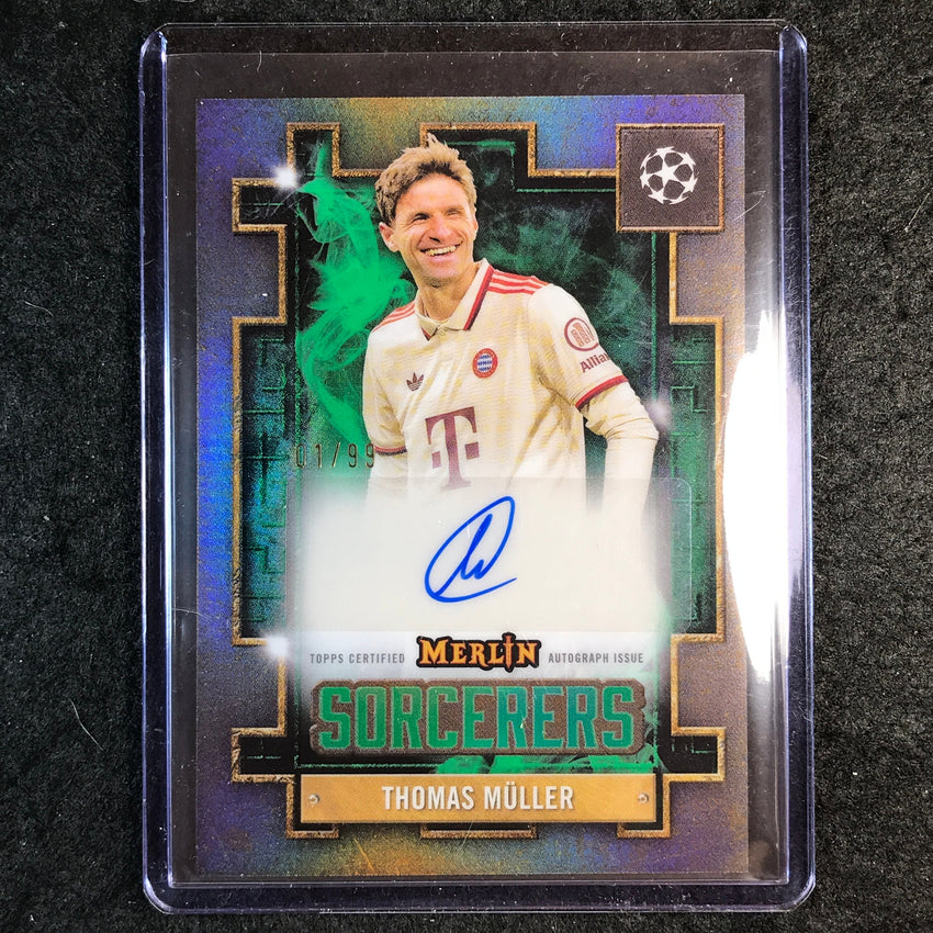 2024-25 Merlin UEFA Club Comp THOMAS MULLER Sorcerers Auto Green 1/99