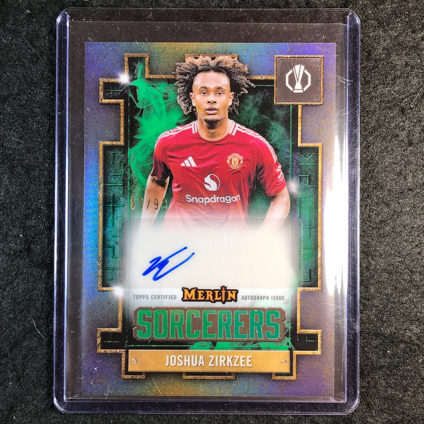 2024-25 Merlin UEFA Club Comp JOSHUA ZIRKZEE Sorcerers Auto Green 11/99