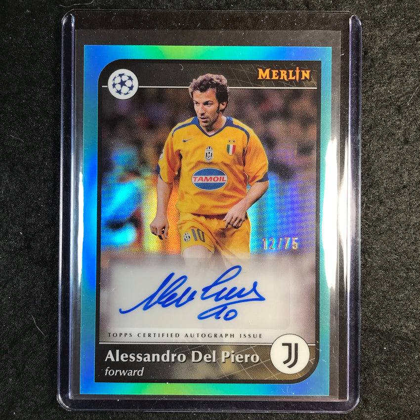 2024-25 Merlin UEFA Club Comp ALESSANDRO DEL PIERO Base Auto Aqua 12/75