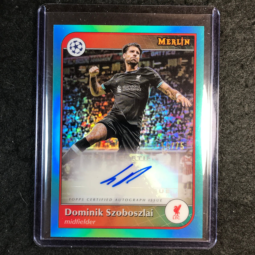 2024-25 Merlin UEFA Club Comp DOMINIK SZOBOSZLAI Base Auto Aqua 56/75