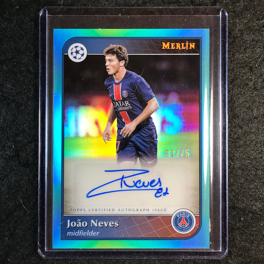 2024-25 Merlin UEFA Club Comp JOAO NEVES Base Auto Aqua 62/75
