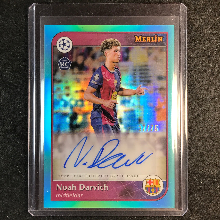 2024-25 Merlin UEFA Club Comp NOAH DARVICH Base Rookie Auto Aqua 37/75